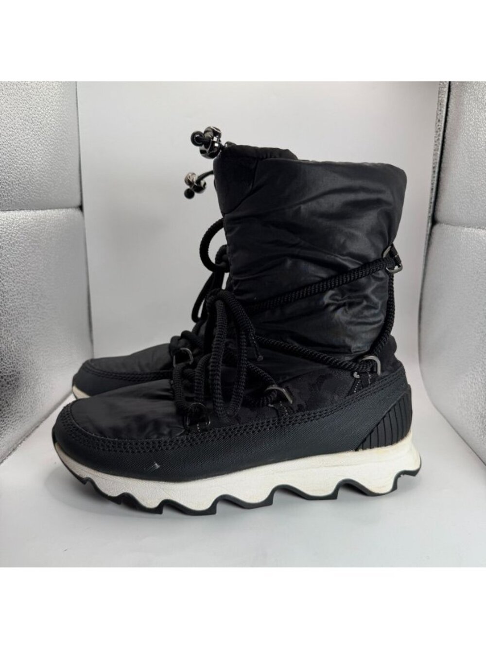 Sorel Kinetic waterproof insulated Winter Boots Womens Size 9 Black Faux Fur - Picture 4 of 8